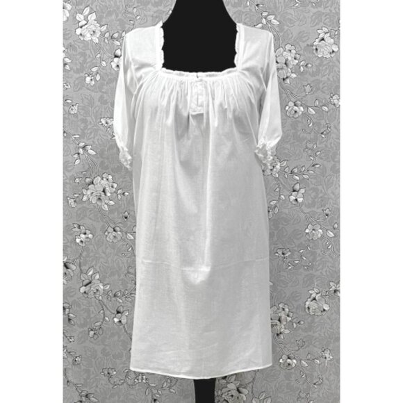 SoieRose 100% Cotton Victorian Short Nightgown with Lace Trim – SR-1222 - Picture 1 of 6